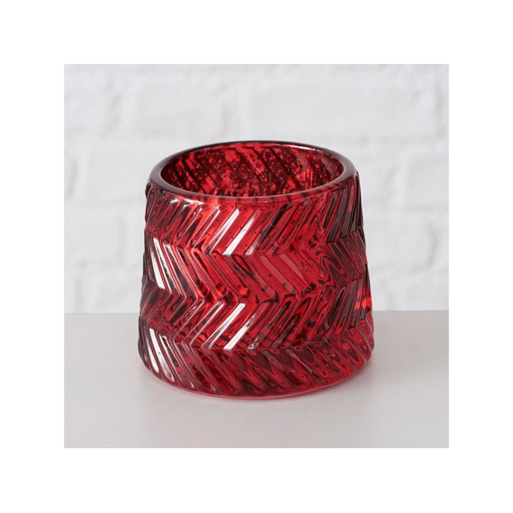 Theelichthouder Sabena Rond H7Xb8Cm Glas Rood 6 Assortimenten Prijs Per Stuk