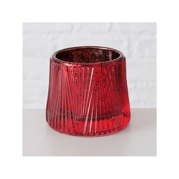 Theelichthouder Sabena Rond H7Xb8Cm Glas Rood 6 Assortimenten Prijs Per Stuk