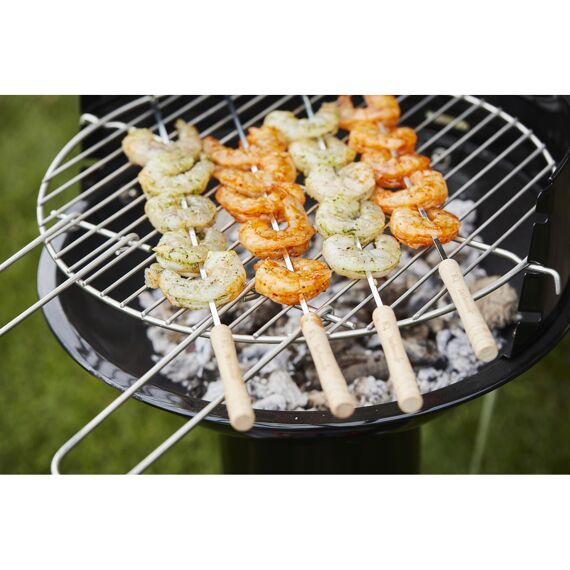 Barbecook Set Van 4 Spiesen Uit Chroom En Rubberhout 43Cm