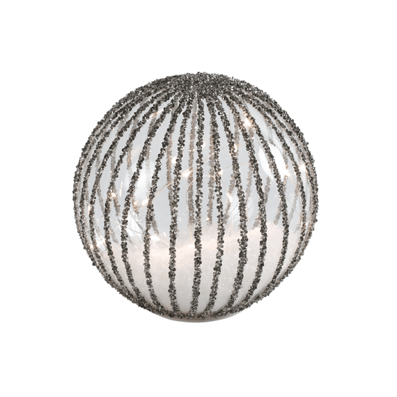 Glas Bal Led Timer Rond Stripes L Zwart L18B18H18Cm