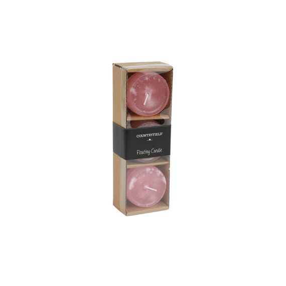 Drijfkaars Ø5H4Cm Rond Bollie Roze Ø5Cm Set/3