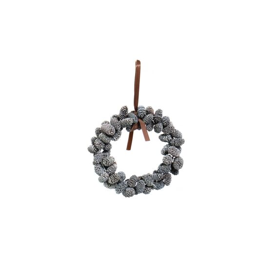 Hanging Wreath Pinecone Ø20Cm White Washed