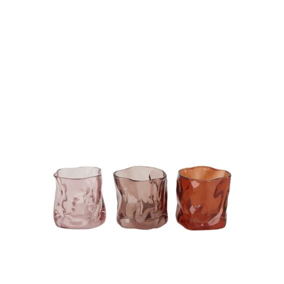 Theelichthouder Glas 8X8X7.5Cm Roze Mix 3 Assortimenten Prijs per Kleur