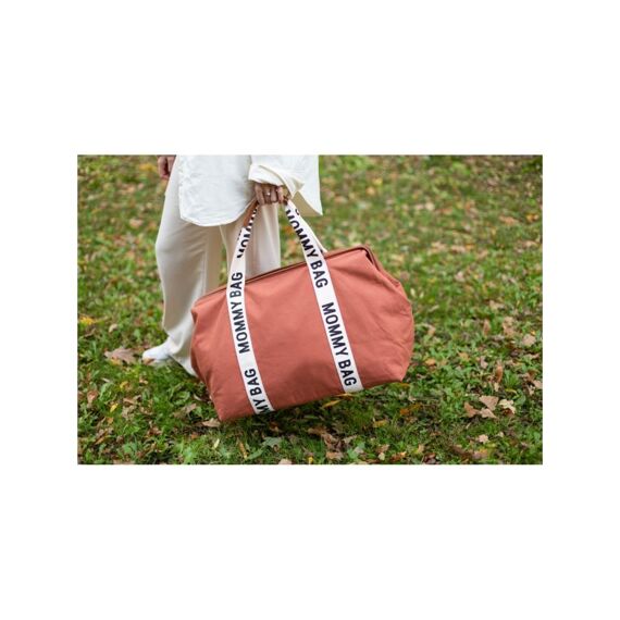 Childhome Mommy Bag Large Signature Canvas Terracotta