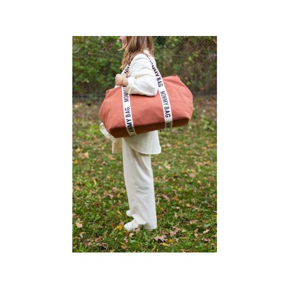 Childhome Mommy Bag Large Signature Canvas Terracotta