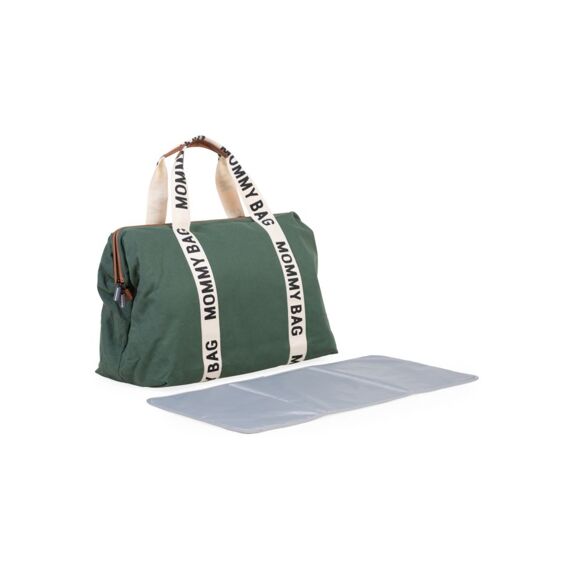 Childhome Mommy Bag Large Signature Canvas Green