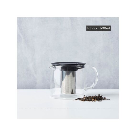 Point-Virgule Theepot Uit Glas Met Infuser Rvs Zwart 600Ml