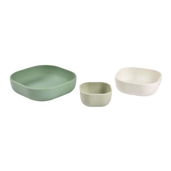 Beaba Set Van 3 Nestbare Silicone Kommen (Sagegreen/Cotton/Mistygreen)