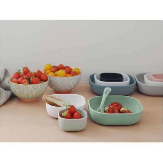 Beaba Set Van 3 Nestbare Silicone Kommen (Sagegreen/Cotton/Mistygreen)