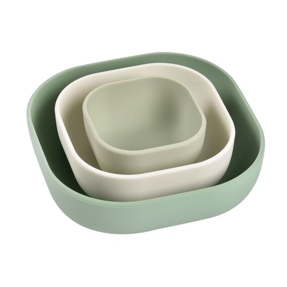 Beaba Set Van 3 Nestbare Silicone Kommen (Sagegreen/Cotton/Mistygreen)