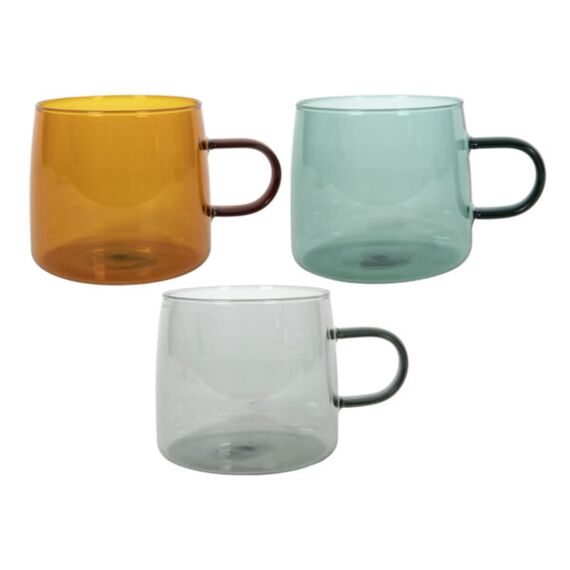 Gekleurde Boros Glas Beker Black - Brown - Petrol 500Ml