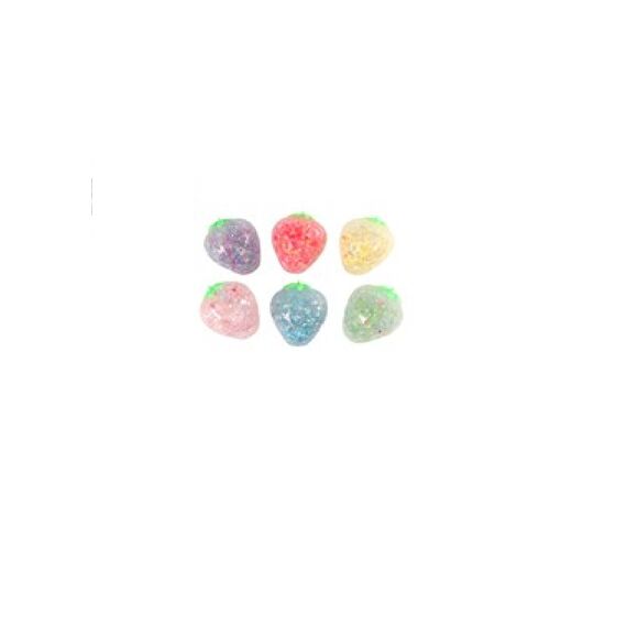 Glitter Aardbei Knijpbal 6Cm 4 Assortie