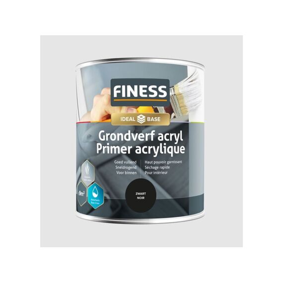 Finess Grondverf Acryl 750 Ml Zwart