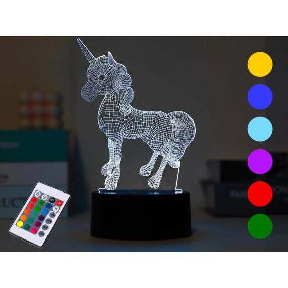 I Total 3D Led Lamp Unicorn Met Touch Basis En Afstandsbediening 7 Kleuren 13.5X17Cm