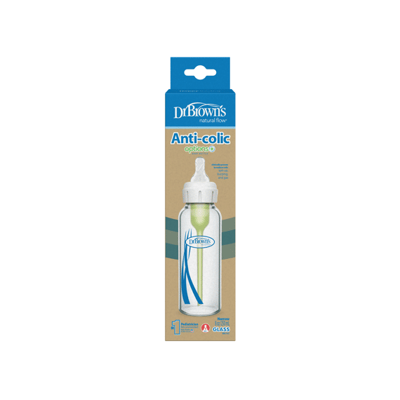 Dr. Brown's Standaard Zuigfles Glas 250ml Incl Speen Fase 1