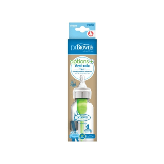 Dr. Brown's Standaard Zuigfles Glas 250ml Incl Speen Fase 1