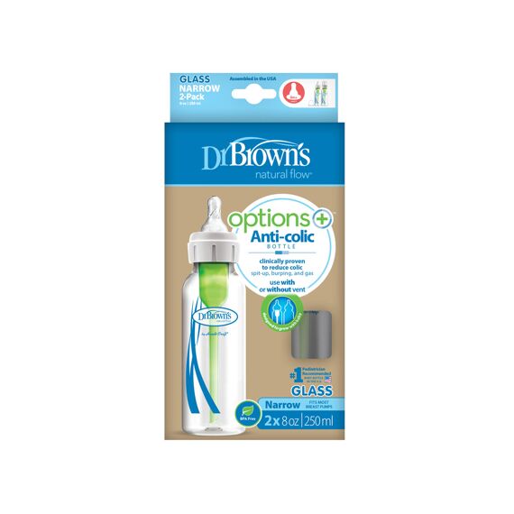 Dr Brown Standaard Zuigfles Glas 2x250ml Incl Speen Fase 1