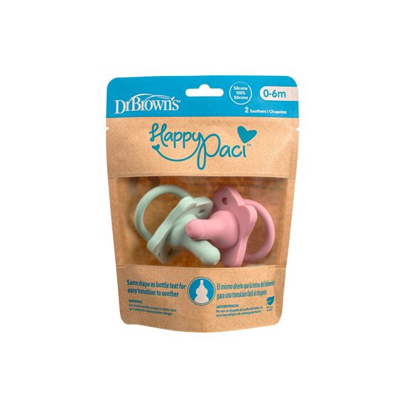 Dr Brown Happy Paci Silicone Fopspeen 0-6m Roze/Groen