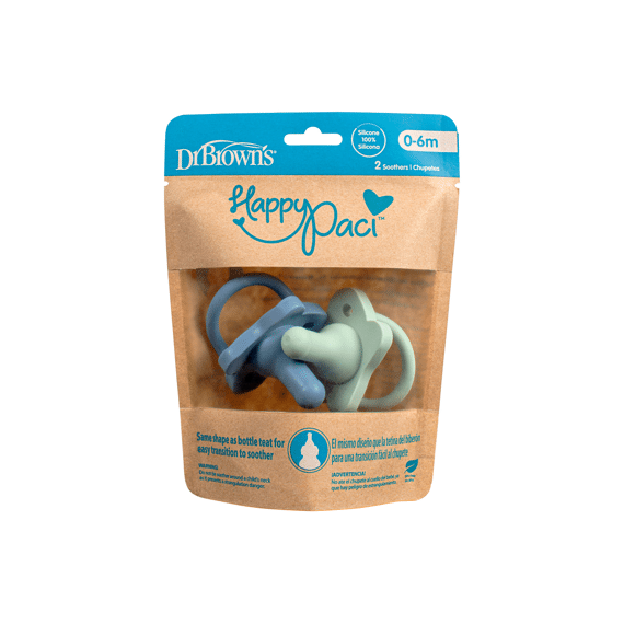 Dr. Brown's Happy Paci Silicone Fopspeen 0-6m Blauw/Groen