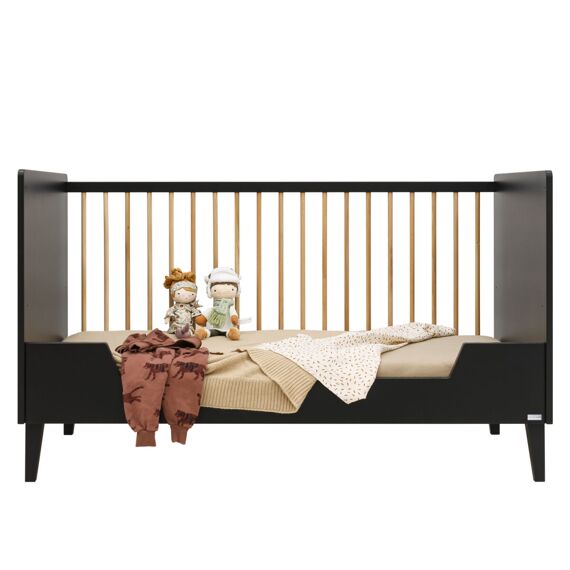 Toitoikids Xem Bed 70X140Cm Mat Zwart/Eiken