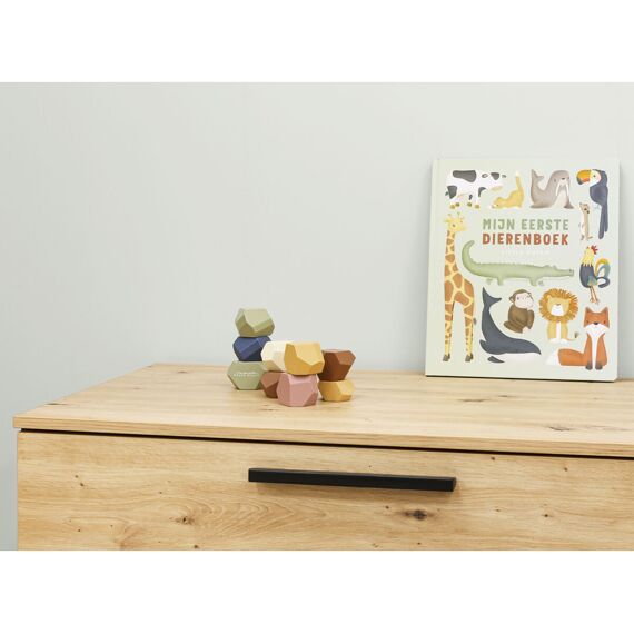 Toitoikids Xem Commode Met 3 Laden Mat Zwart/Eiken