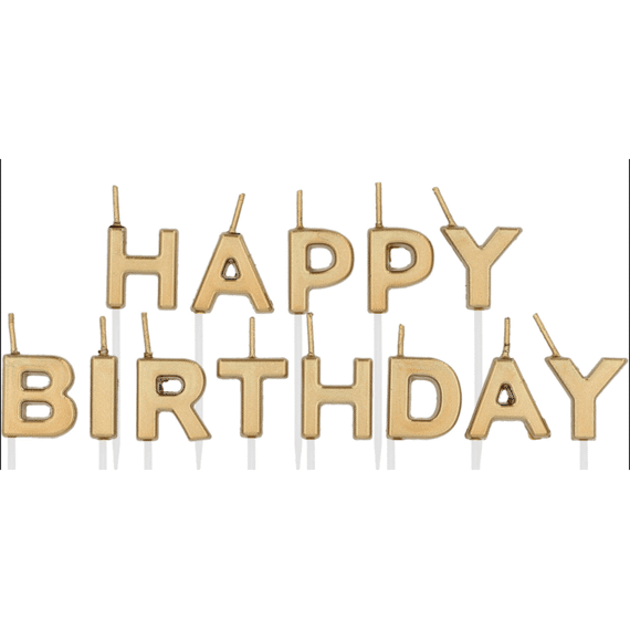 Kaarsen Happy Birthday Gold