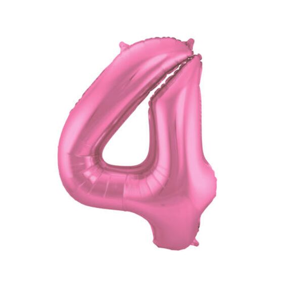 Folie Ballon Cijfer 4 Mat Rose 86Cm