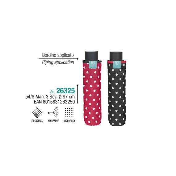 Perletti Paraplu Lady Mini 26325 Polka Dots Manueel Assortiment Prijs Per Stuk