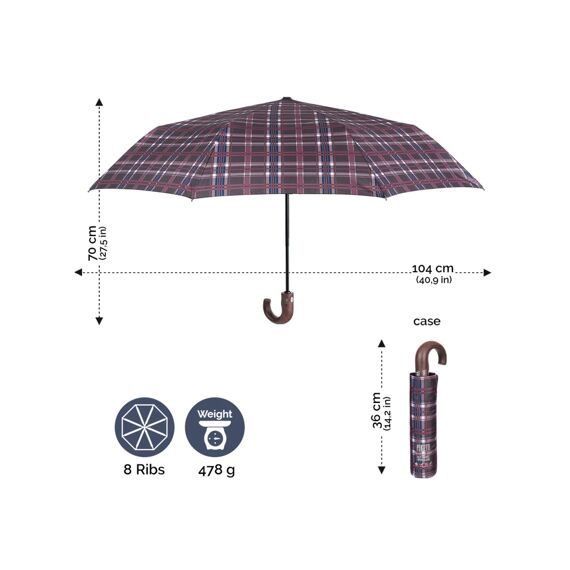 Perletti Paraplu Man Mini 21763 Scottish Automatisch Assortiment Prijs Per Stuk