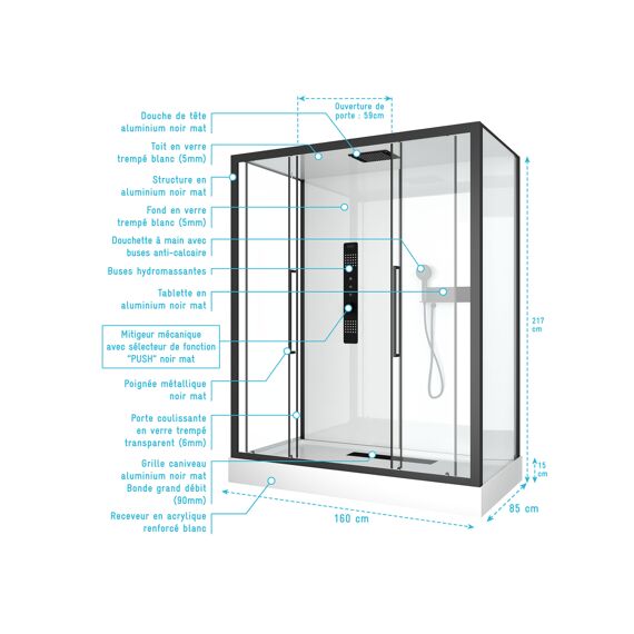 Aurlane Urban 2 Douchecabine Xxl Rechthoekig 160X85Cm