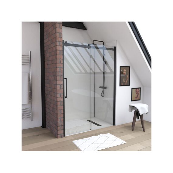 Aurlane New Rolling Douche Schuifdeur Zwart 120Cm