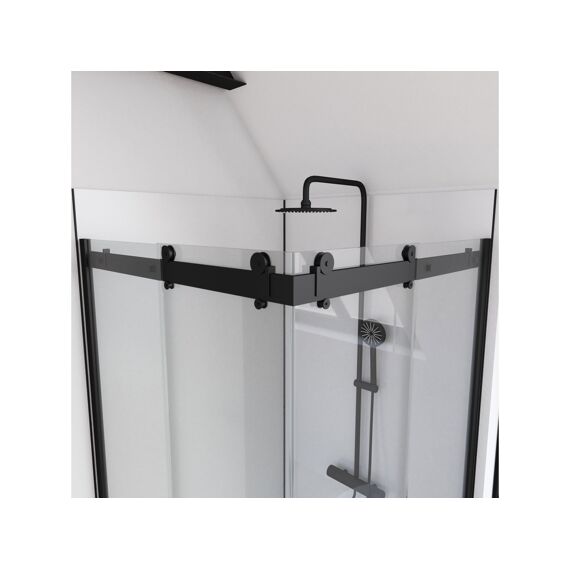 Aurlane New Rolling Douche Schuifdeur Hoek Zwart 90X90Cm