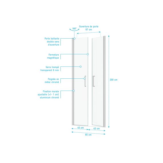 Aurlane Saloon Douchedeur Chroom 80X200Cm