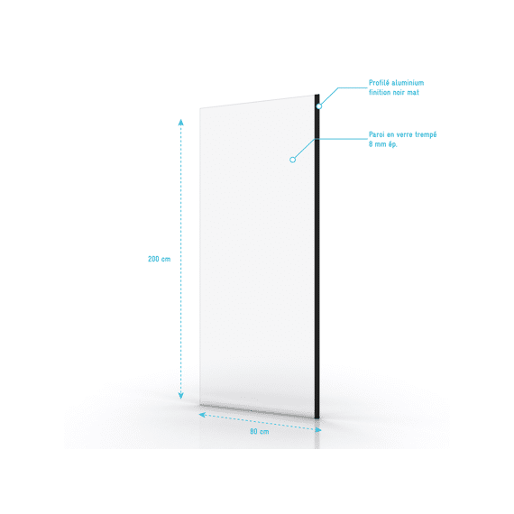 Aurlane Parma 2 Douchewand Zwart 80X200Cm