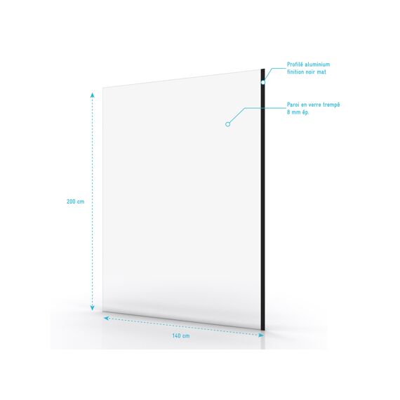 Aurlane Parma 2 Douchewand Zwart 140X200Cm