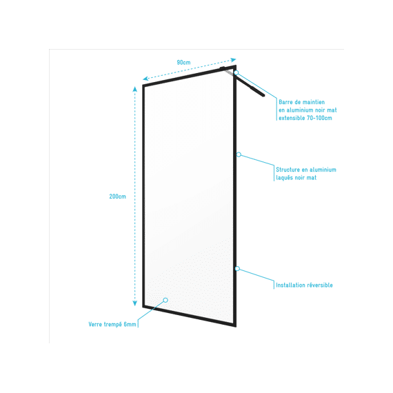 Aurlane Dark Edge Douchewand 90X200Cm