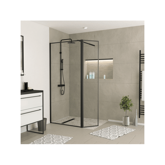 Aurlane Dark Edge Douchewand 90X200Cm + Draaibare Wand 40X200Cm