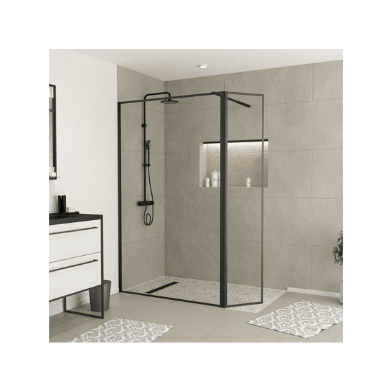Aurlane Dark Edge Douchewand 120X200Cm + Draaibare Wand 40X200Cm