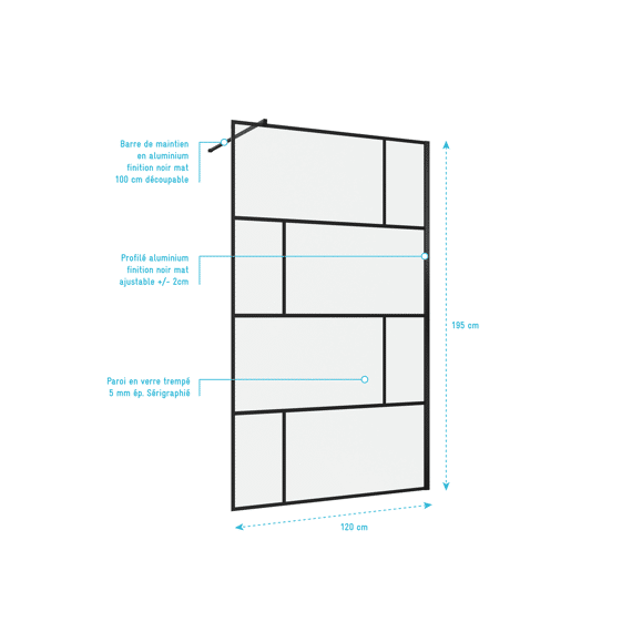 Aurlane Bricks Douchewand Zwart 120X195Cm
