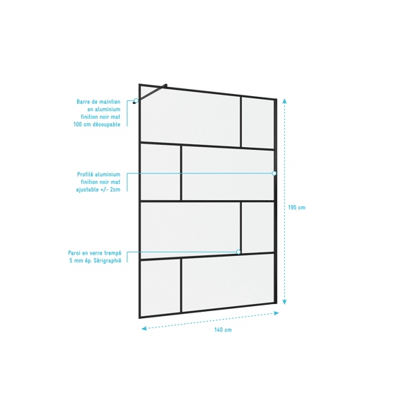 Aurlane Bricks Douchewand Zwart 140X195Cm