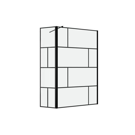 Aurlane Bricks Douchewand Zwart 120X195Cm + Draaibare Wand 40X195Cm
