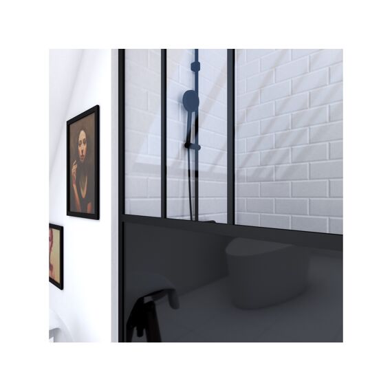 Aurlane Black Indus Douchewand Mat Zwart 120X200Cm