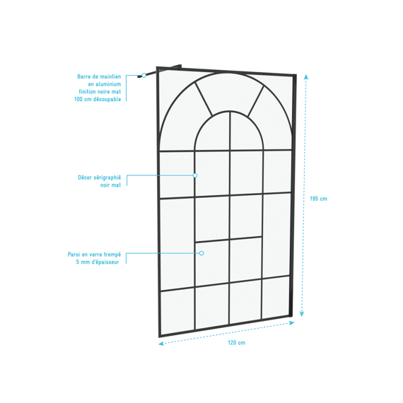 Aurlane Garden Douchewand Met Zwarte Bogen 120X195Cm