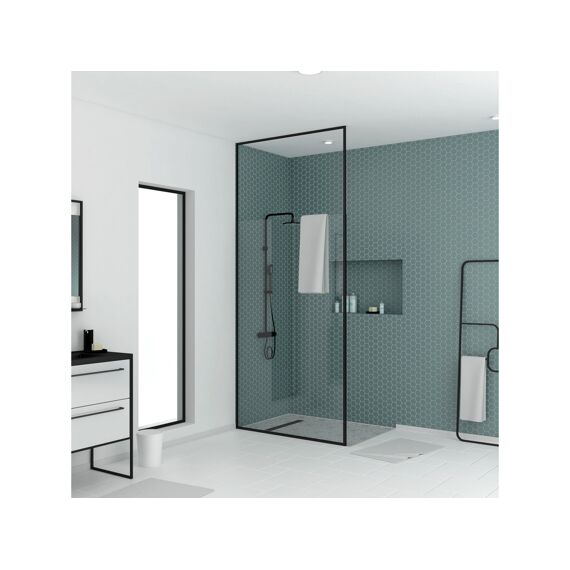Aurlane Stretchy Douchescherm Mat Zwart 120X203-273Cm