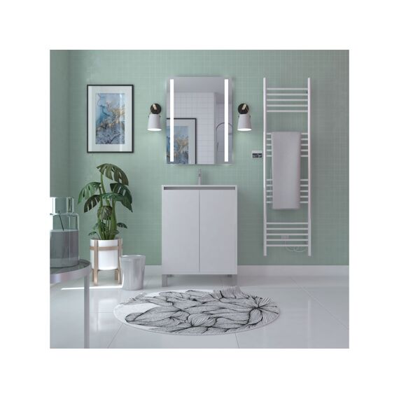 Aurlane Atos Wit 60Cm Wastafelmeubel 2-Deurs Op Voeten