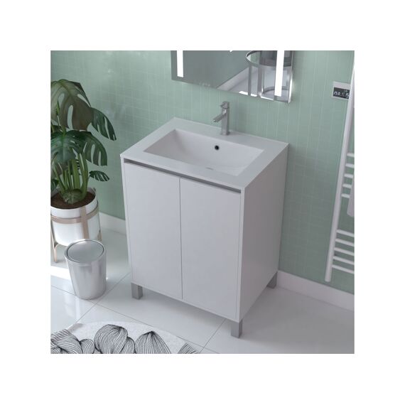 Aurlane Atos Wit 60Cm Wastafelmeubel 2-Deurs Op Voeten