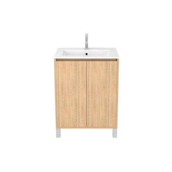 Aurlane Atos Eiken 60Cm Wastafelmeubel 2-Deurs Op Voeten