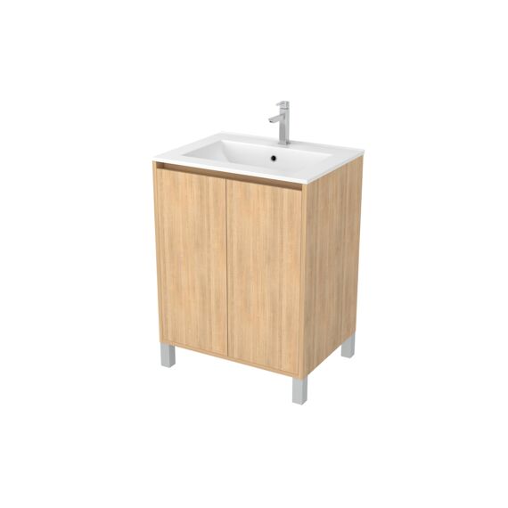 Aurlane Atos Eiken 60Cm Wastafelmeubel 2-Deurs Op Voeten