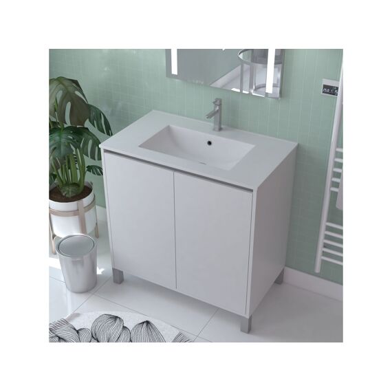 Aurlane Atos Wit 80Cm Wastafelmeubel 2-Deurs Op Voeten