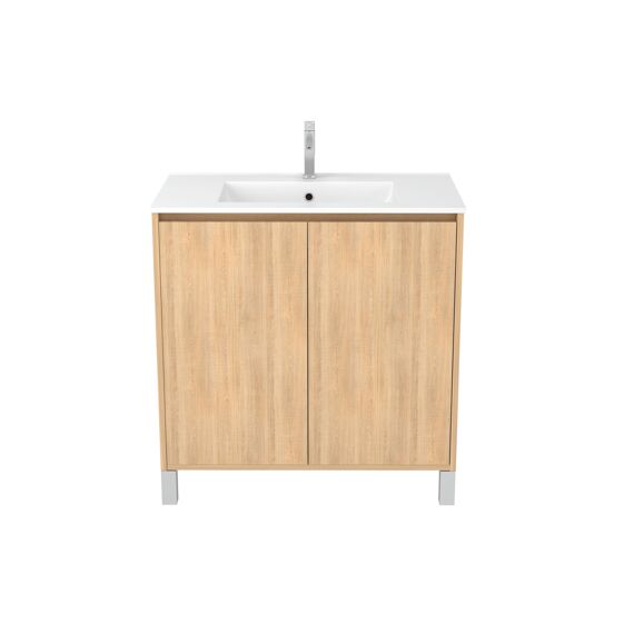 Aurlane Atos Eiken 80Cm Wastafelmeubel 2-Deurs Op Voeten